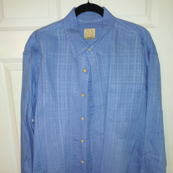 Jos. A. Banks Men's Blue 100% Linen Button-Down Shirt, Size: XL - Picture 1 of 3